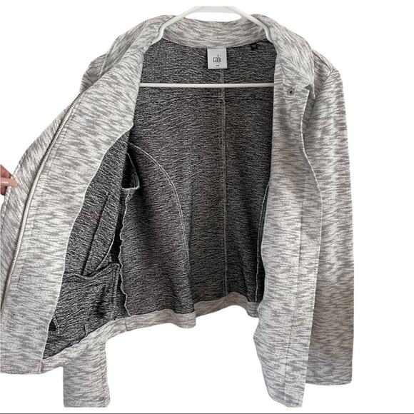 Cabi Neo Moto Jacket Womens Medium Heather Gray French Terry Zip Up Casual Biker - Picture 3 of 12